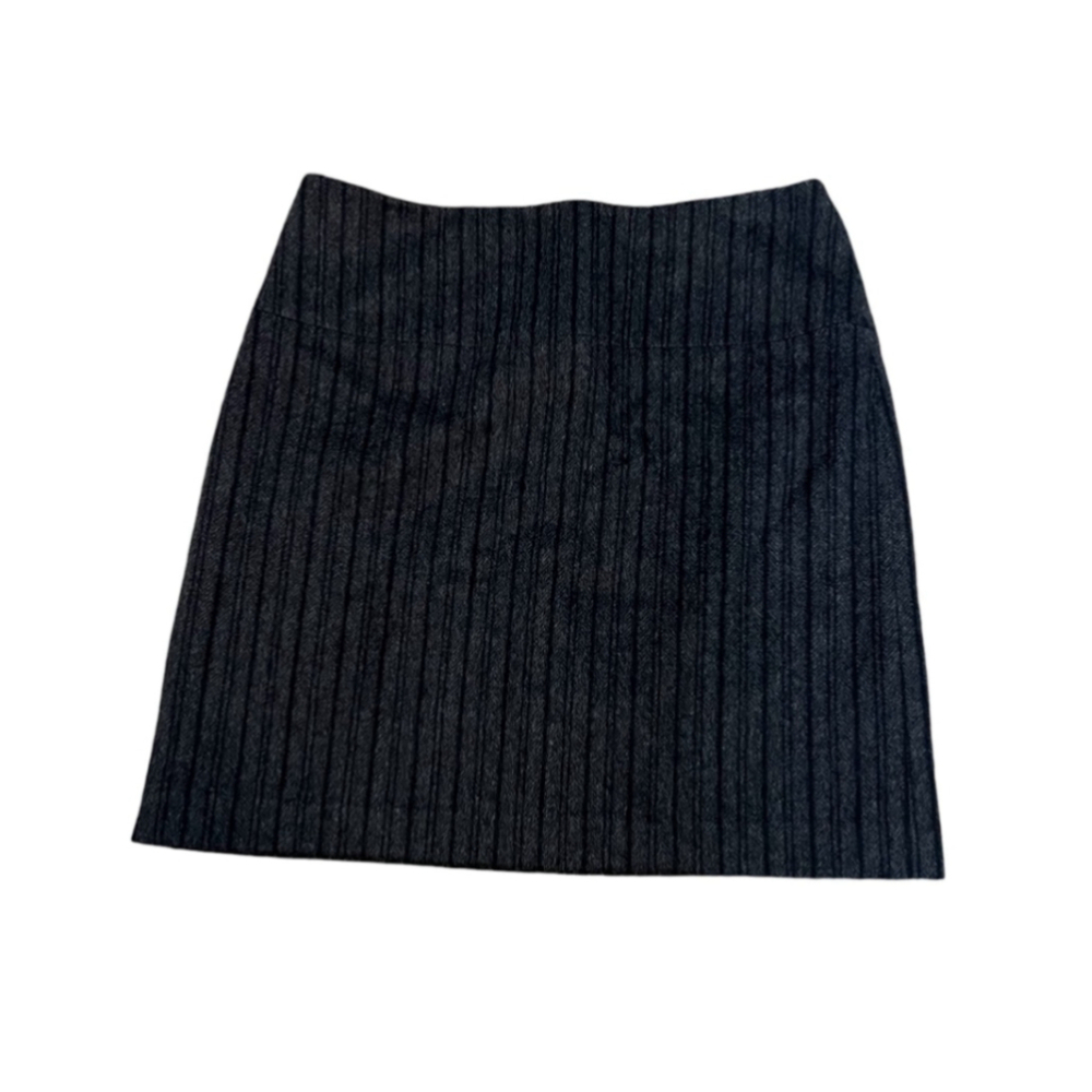 BANANA REPUBLIC Wool Blend Stretch Charcoal Grey Pinstripe Mini Skirt 0